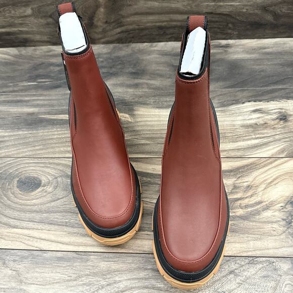 NIB Sorel BREX 8M Chelsea Leather Boots Booties Waterproof Grippy Spice Black - Picture 4 of 12